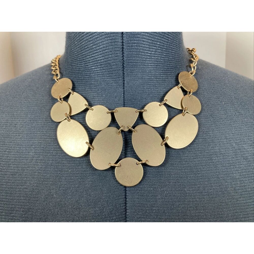 Vintage Sugarfix Brushed Gold Toned Necklace Geometric Bib Necklace